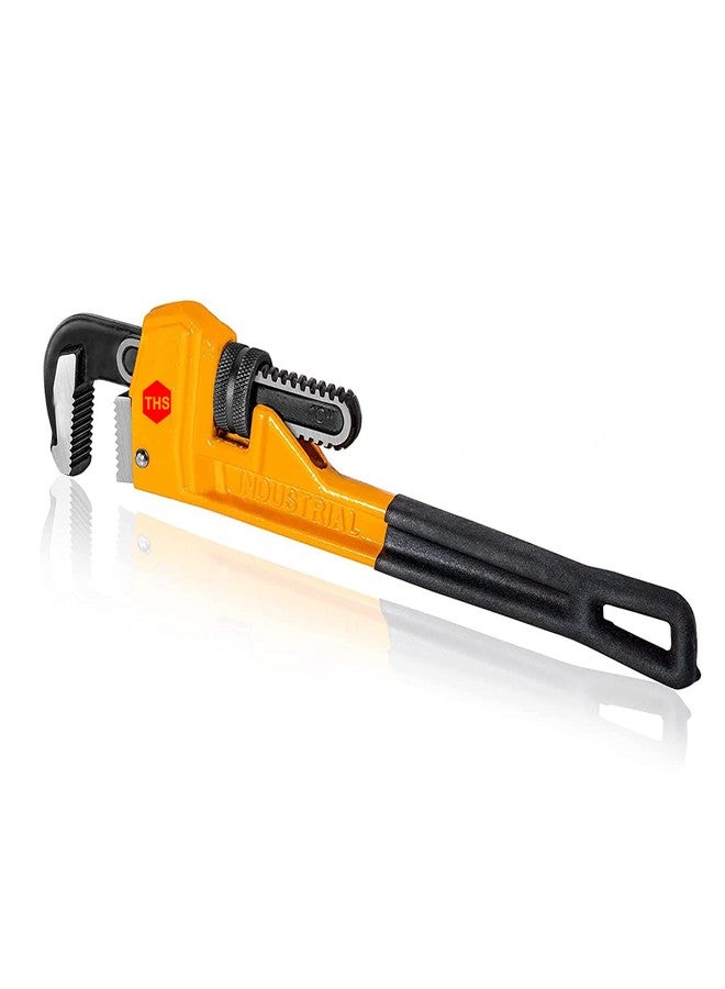 THS 8" 200mm Heavy Duty Straight Pipe Wrench, Adjustable Aluminum Plumber Wrench with Floating Hook Jaw and I-Beam Handle, - Image 1